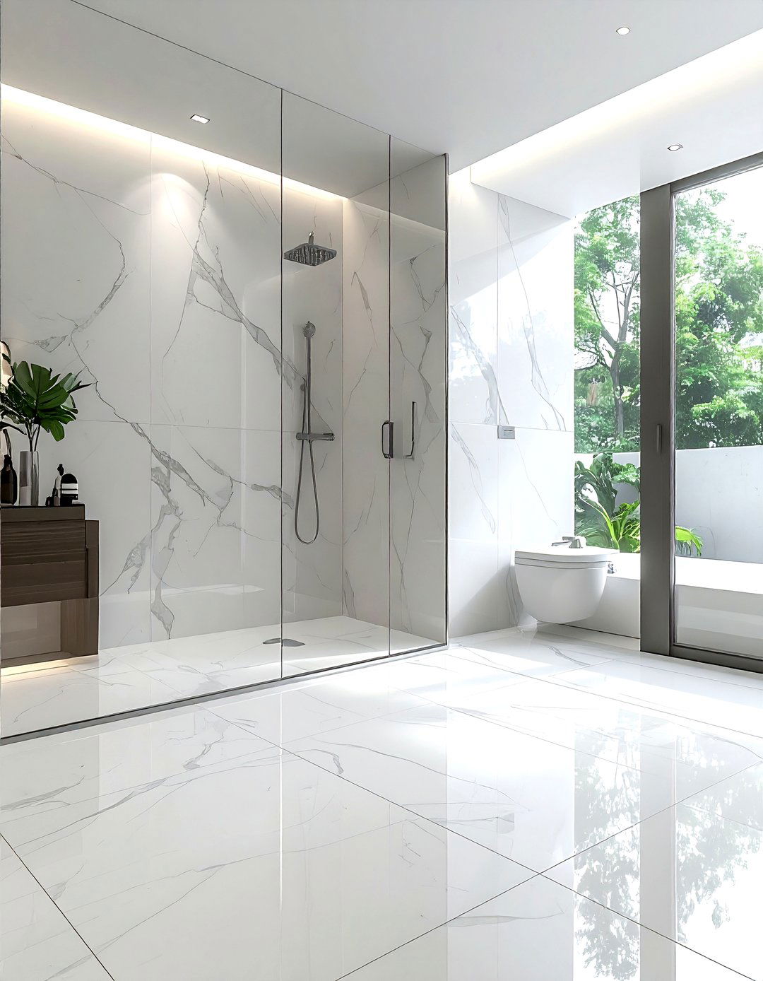 Sandblasted marble tile - 30 non-slip bathroom floor ideas