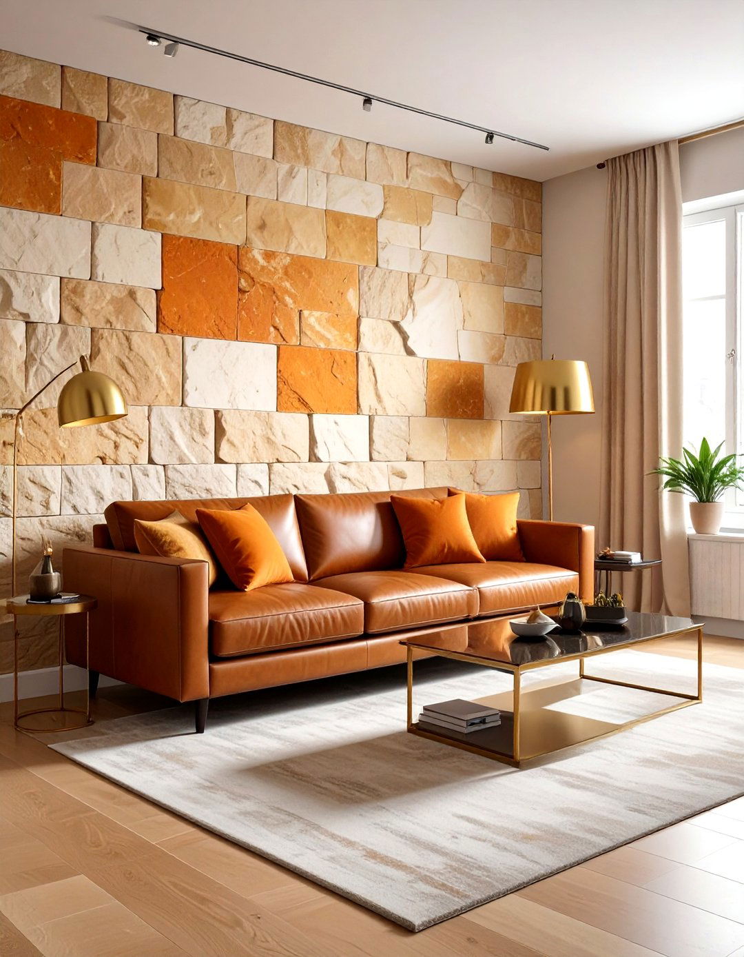 Sandstone Accent Wall - 30 living room stone wall ideas