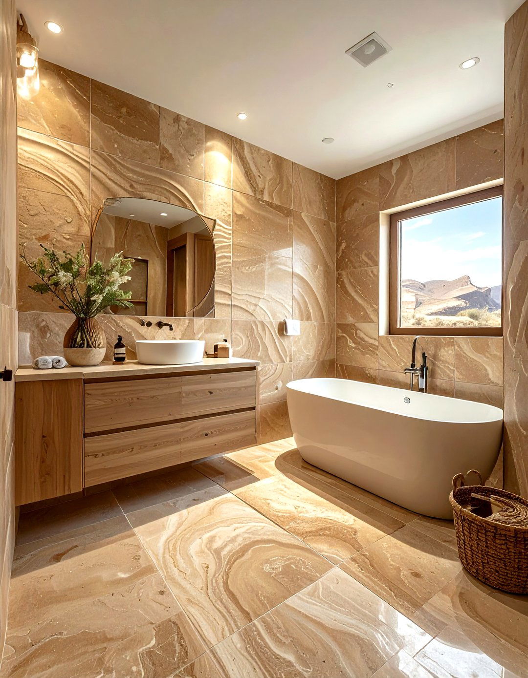 Sandstone Bathroom - 30 warm brown bathroom ideas