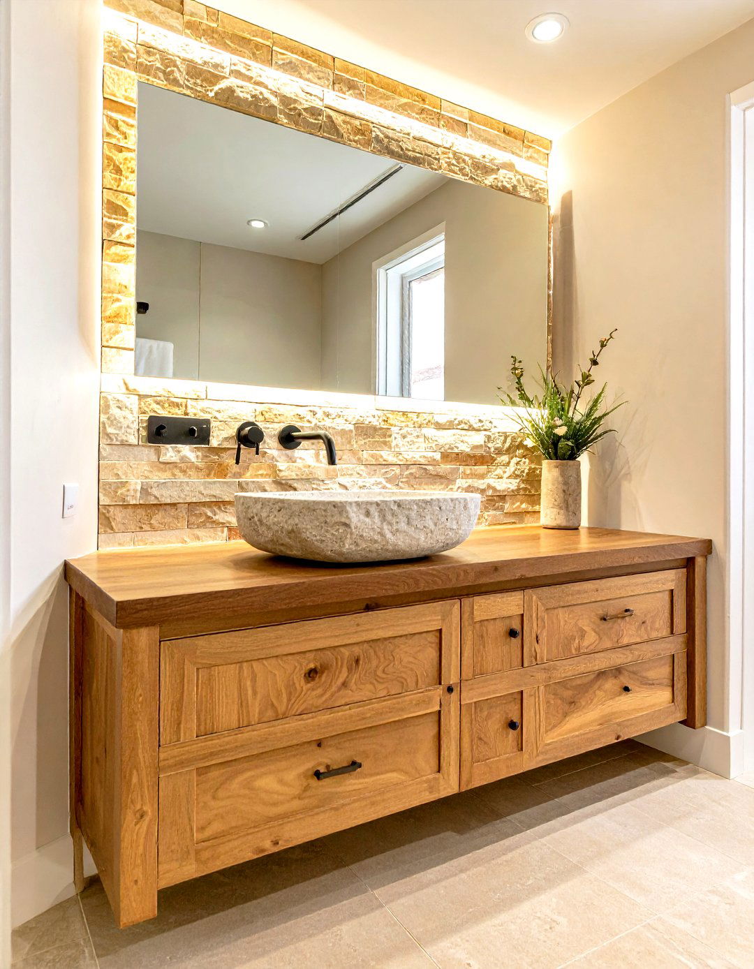 Sandstone Bathroom Accent - 30 natural bathroom ideas