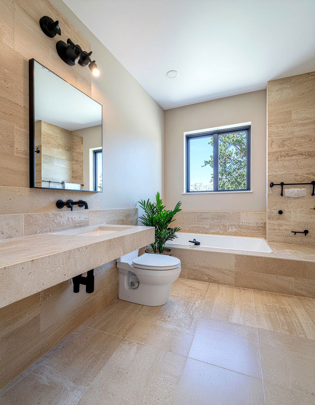 Sandstone Bathroom Tile - 30 large format tile bathroom ideas