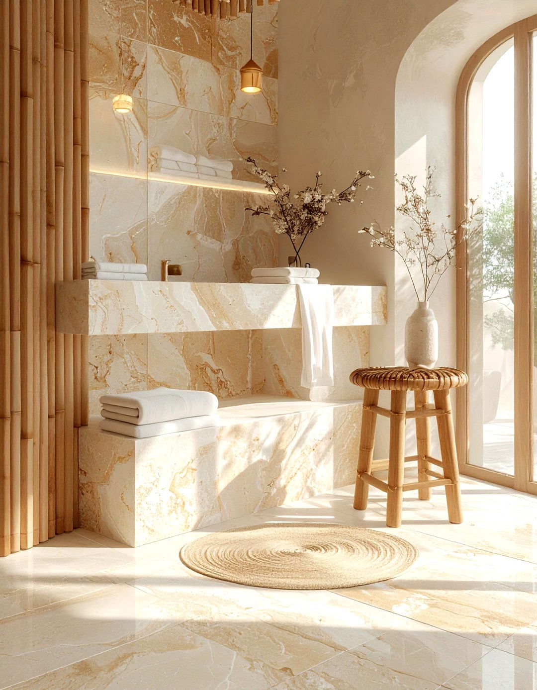 Sandstone Effect Floor Tile - 30 bathroom floor design ideas