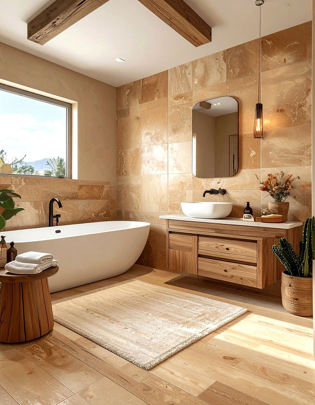Sandstone Look Porcelain Bathroom - 30 porcelain bathroom ideas