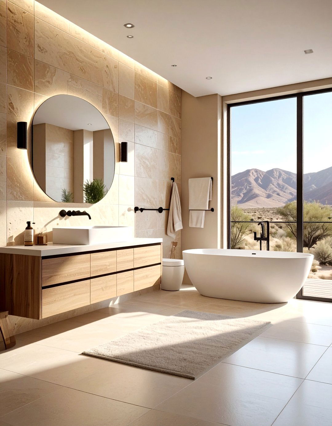 Sandstone Texture Tile - 30 textured tile bathroom ideas