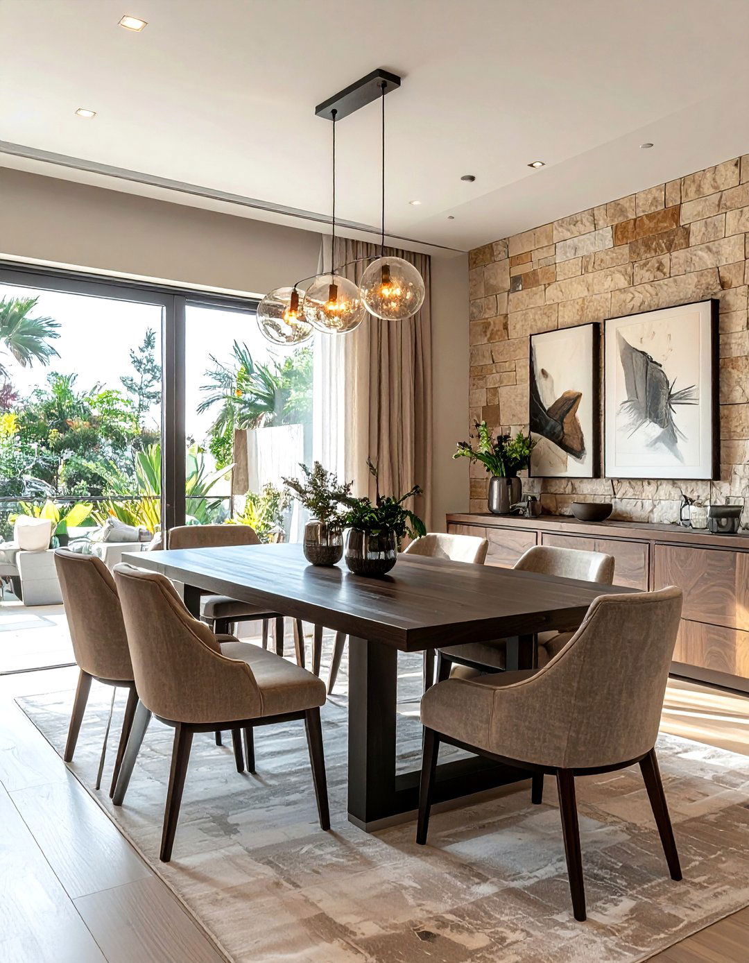 Sandstone accent wall - 30 stone decor ideas