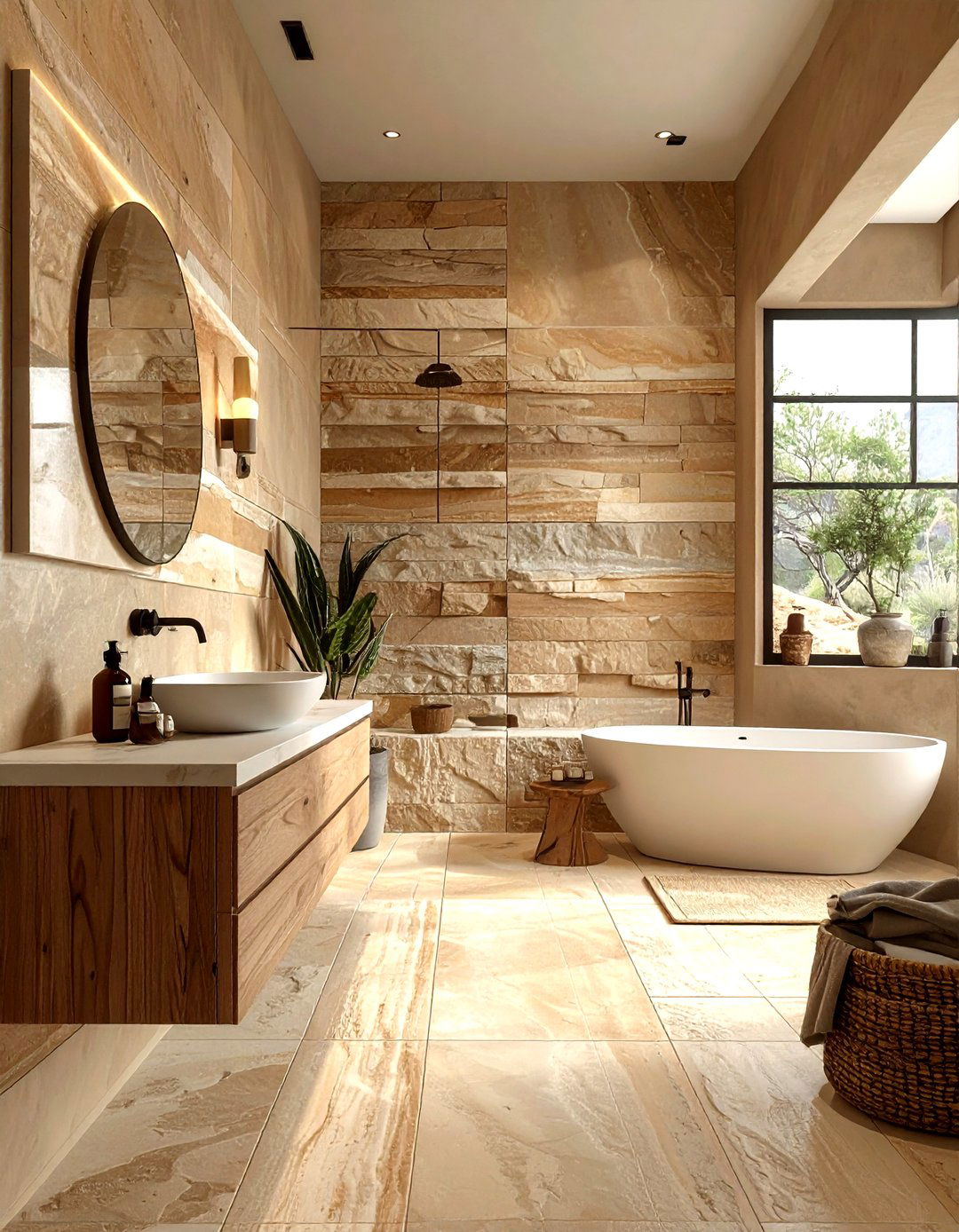 Sandstone bathroom wall - 30 southwestern bathroom ideas