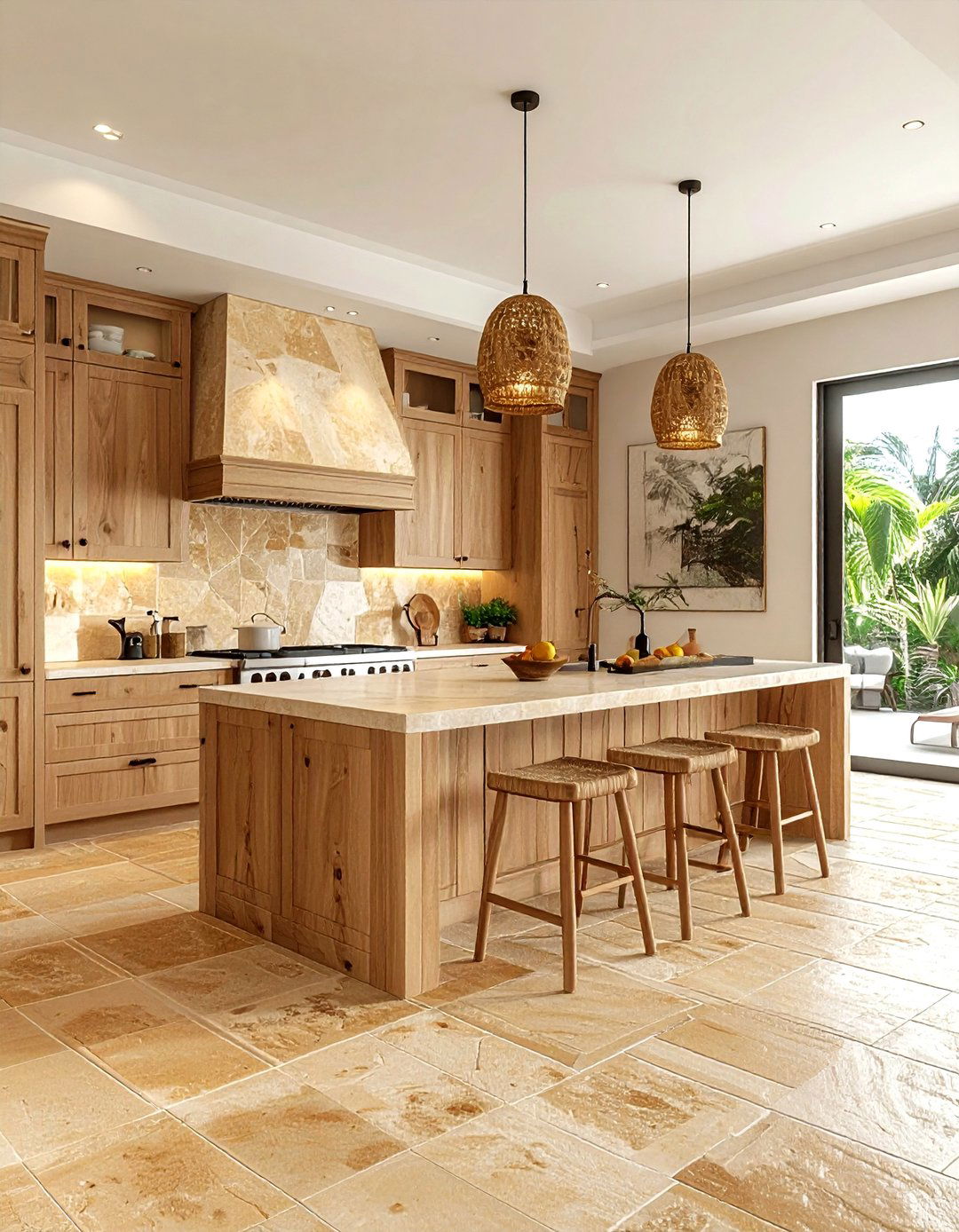 Sandstone floor kitchen - 30 natural stone floor kitchen ideas