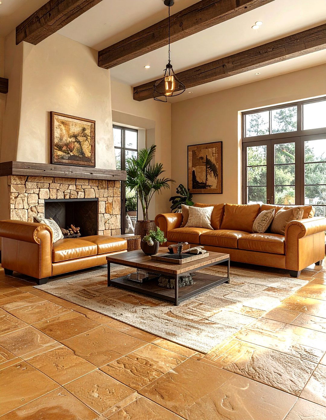 Sandstone living room floor - 30 living room tile ideas