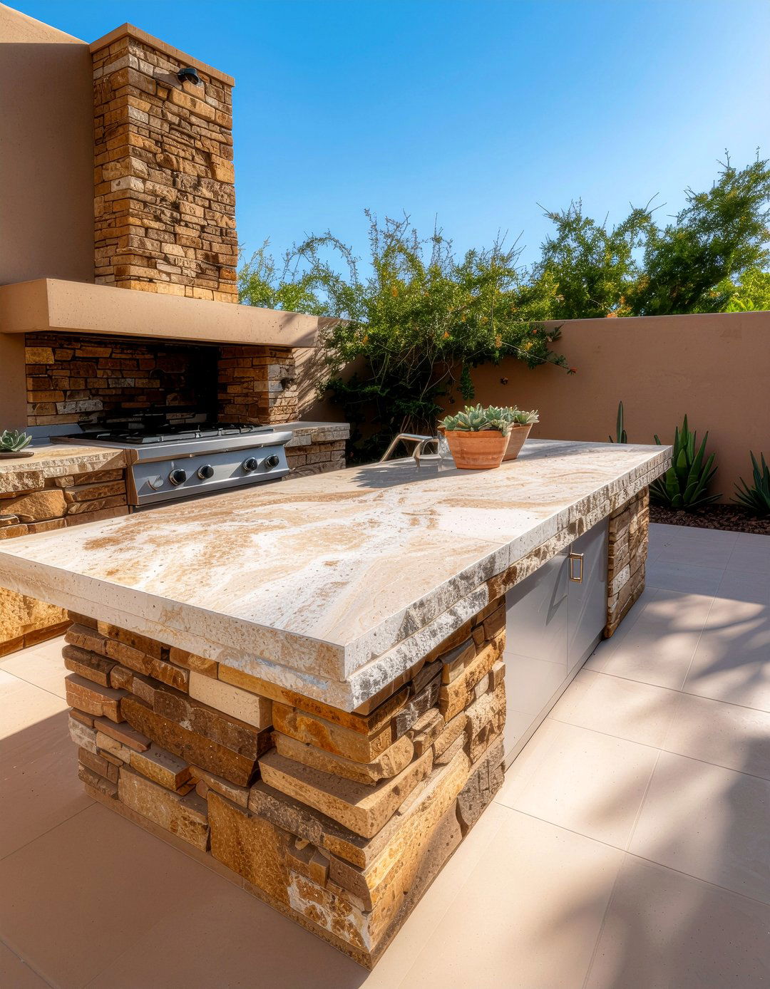 Sandstone outdoor kitchen countertop - 30 outdoor kitchen countertop ideas