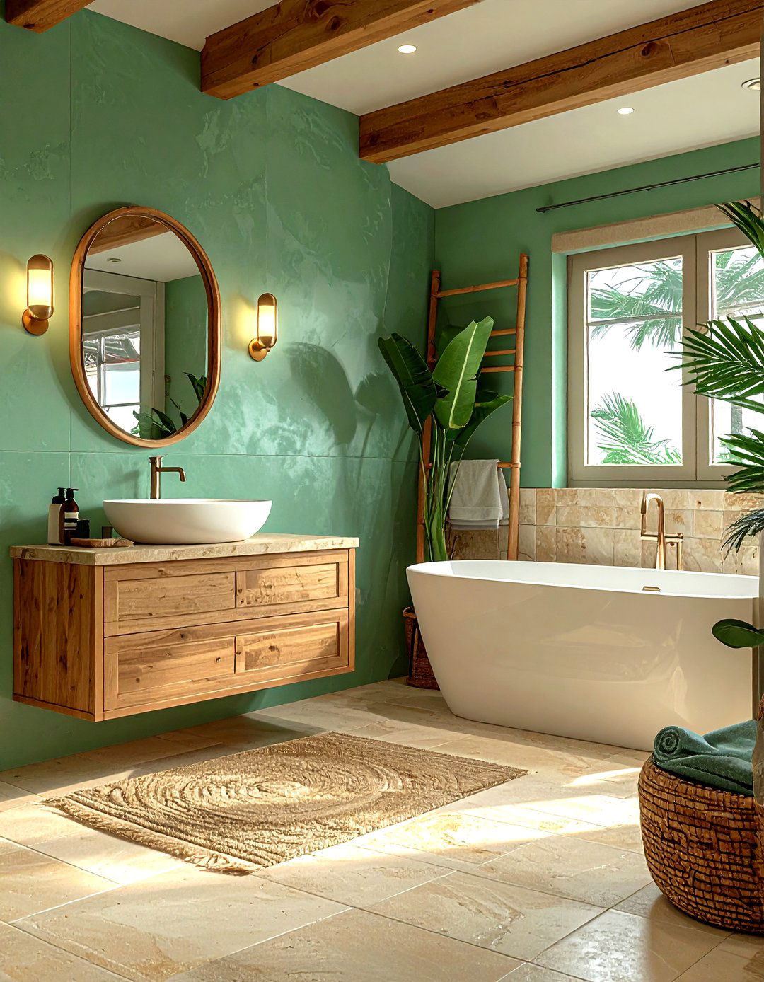 Sandy Beige Seafoam Green Bathroom - 30 cool color scheme ideas