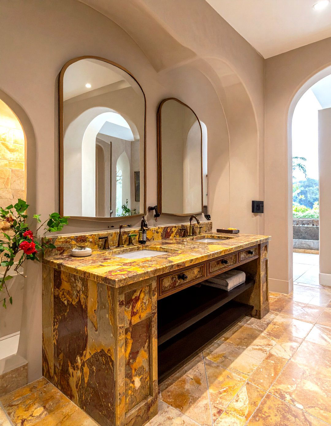 Santa Cecilia Granite - 30 granite countertop bathroom ideas