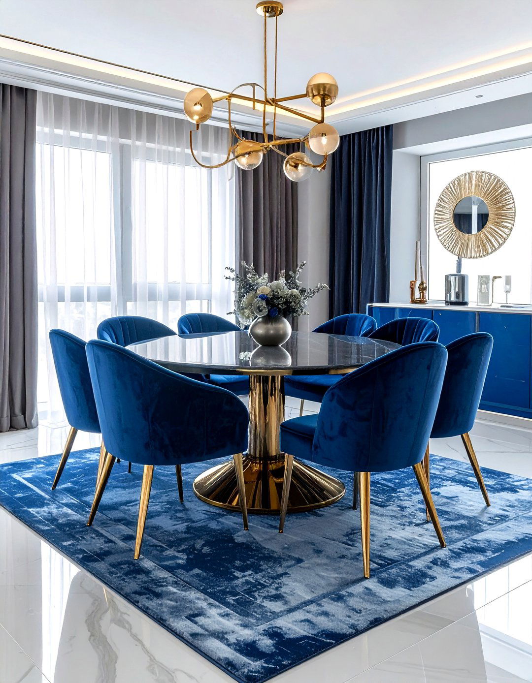 Sapphire Blue And Steel Gray Dining Room - 30 blue and gray dining room ideas