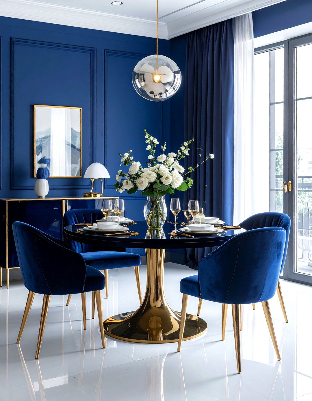 Sapphire Blue Dining Room - 30 blue dining room design ideas
