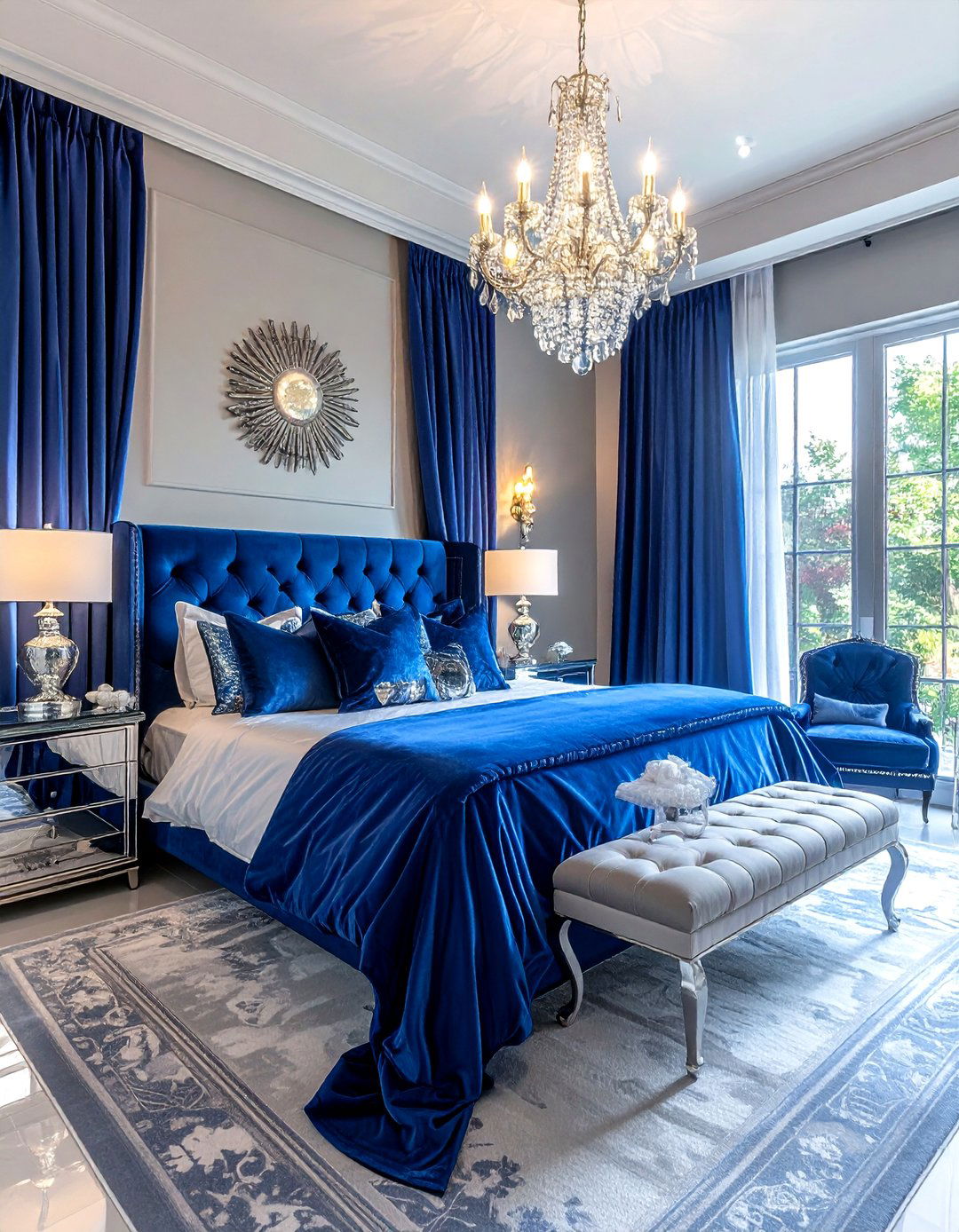 Sapphire Blue Glam Bedroom - 30 blue bedroom design ideas