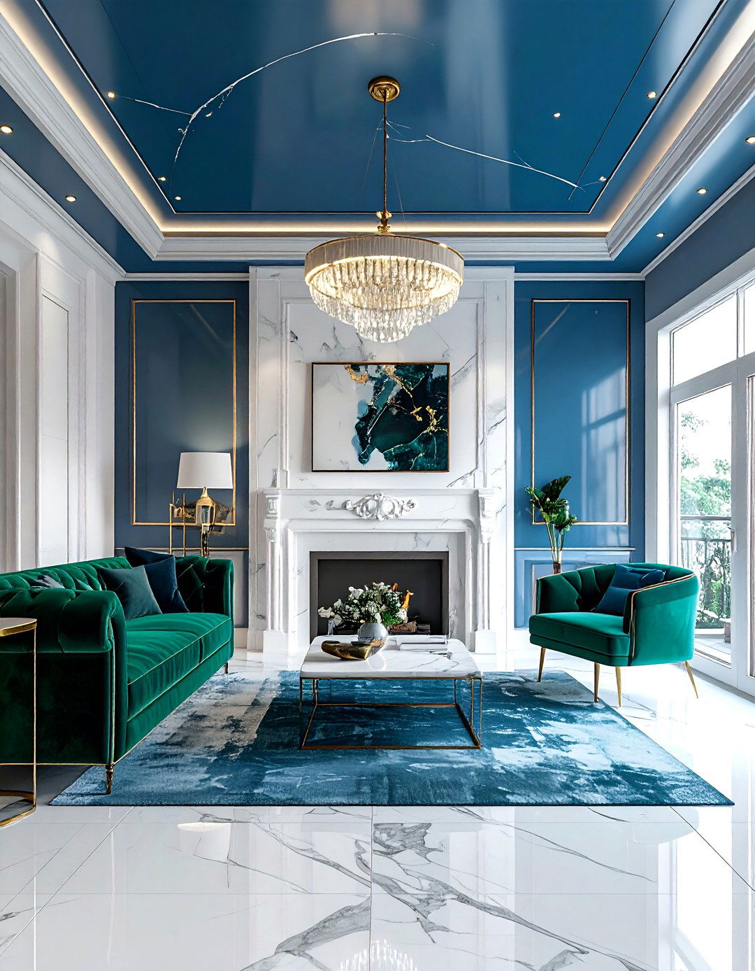 Sapphire Blue Living Room Ceiling - 30 living room blue ceiling ideas