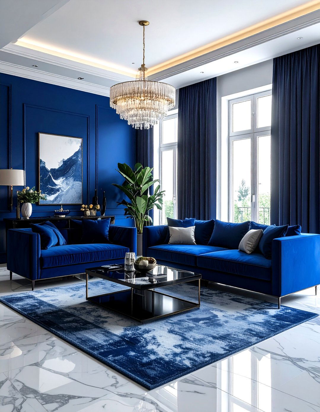 Sapphire Blue Living Room - 30 blue living room decor ideas