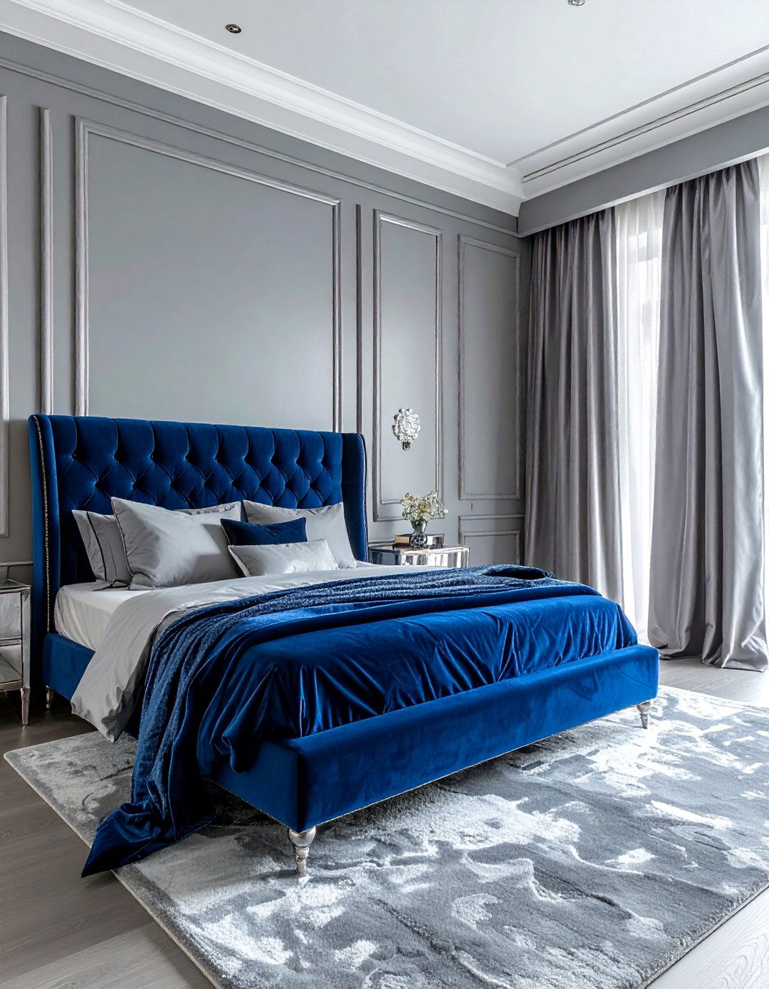 Sapphire Blue and Platinum Gray - 30 blue and gray bedroom ideas