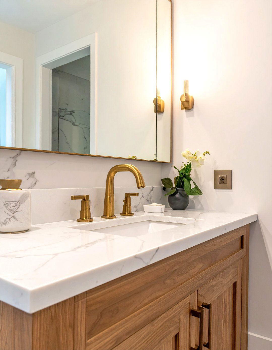 Satin Brass Widespread Faucet - 30 brass faucet ideas