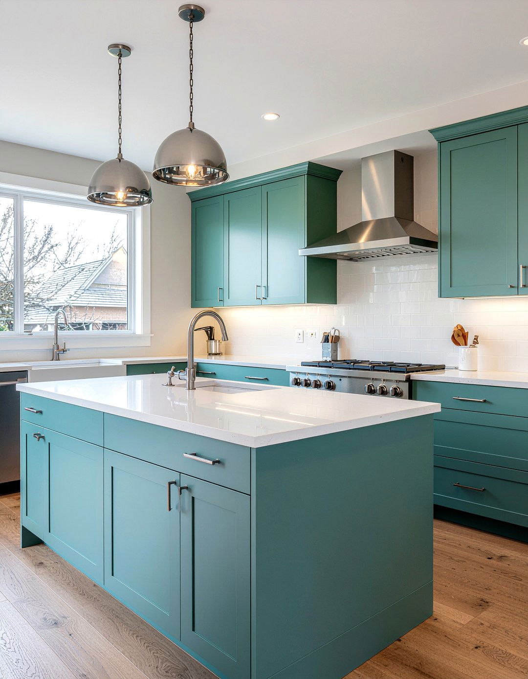 Satin Nickel Bar Pulls - 30 kitchen cabinet handle ideas