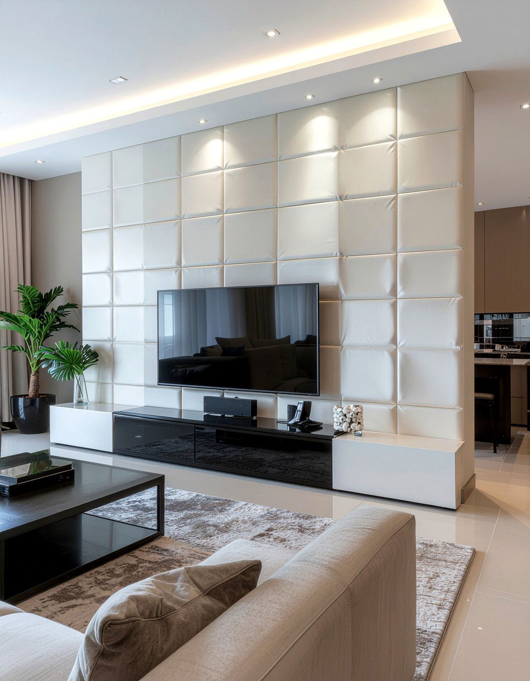 Satin accent wall - 30 satin living room ideas