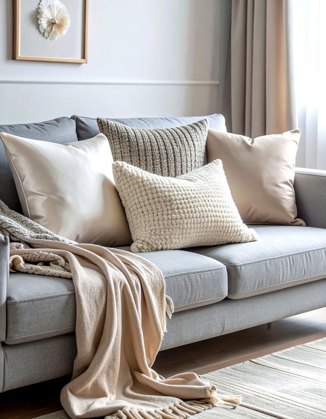 Satin and knit throw pillows - 30 decor texture mixing ideas