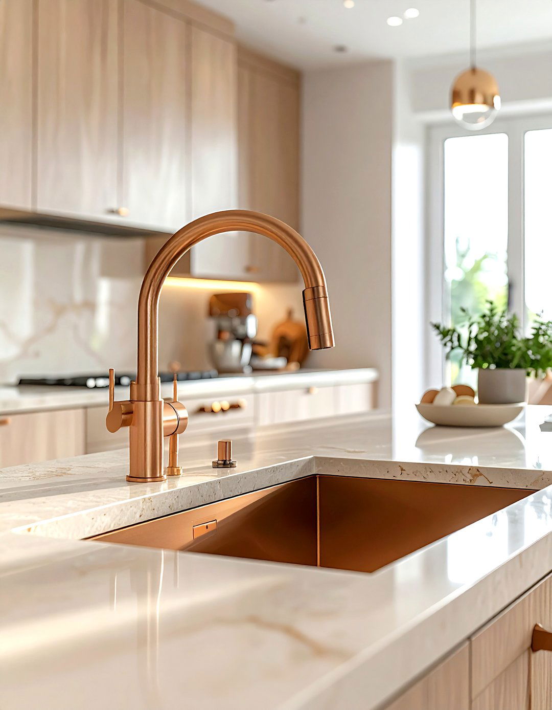Satin copper kitchen faucet - 30 copper kitchen faucet ideas