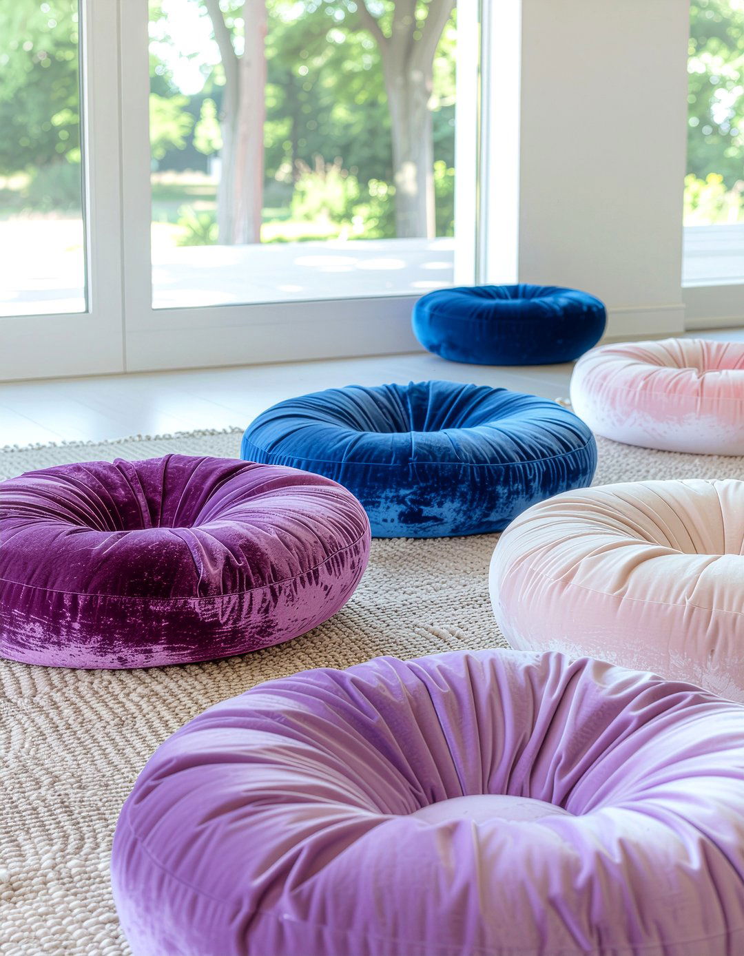 Satin floor cushions - 30 satin living room ideas