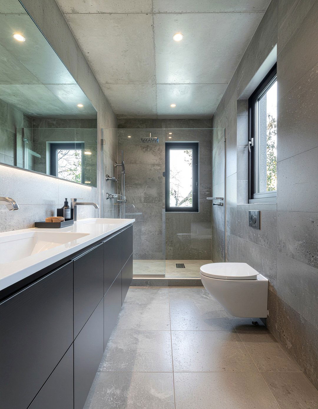 Satin nickel and matte black - 30 mixed metal bathroom ideas