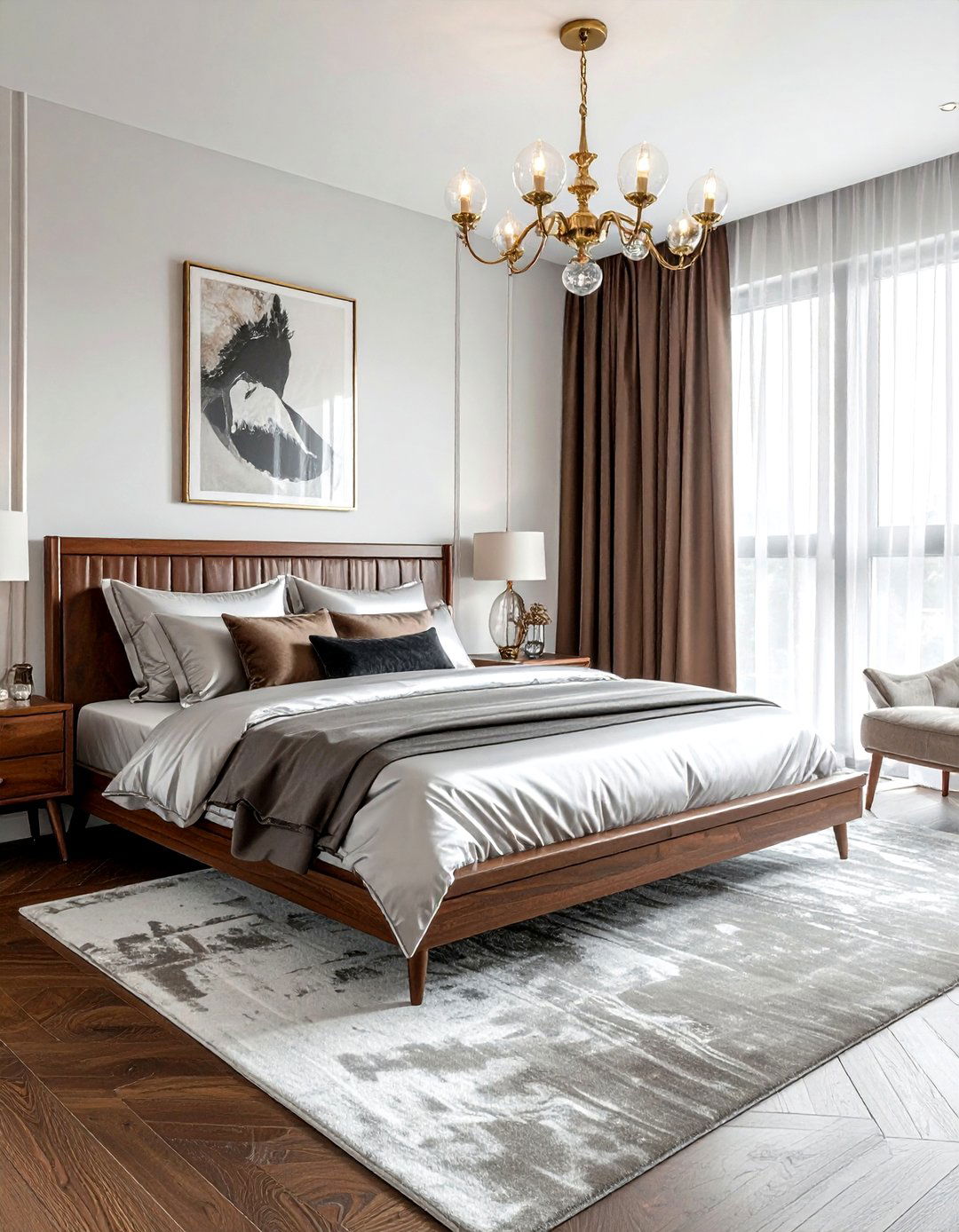 Satin silk bedding bedroom - 30 mid-century glam bedroom ideas