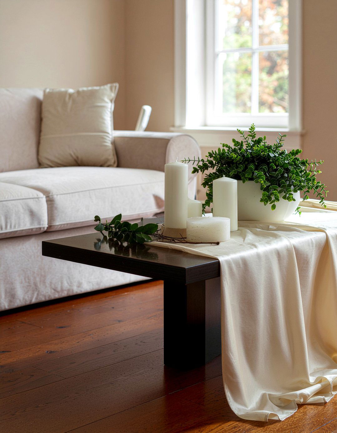 Satin table runner - 30 satin living room ideas