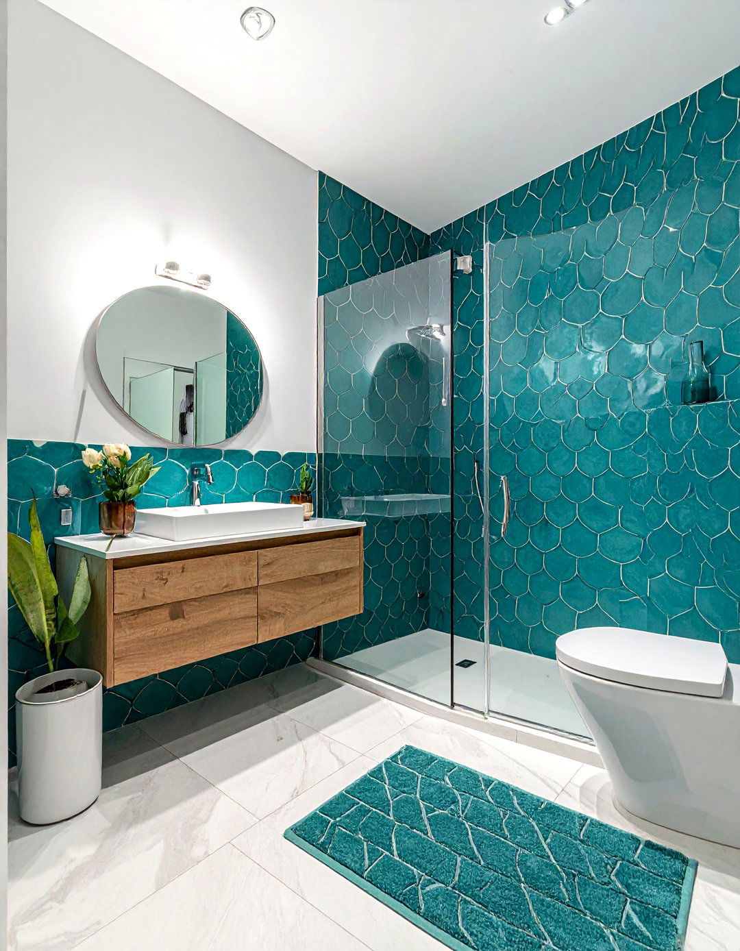 Scallop ceramic tile bathroom - 30 ceramic bathroom ideas