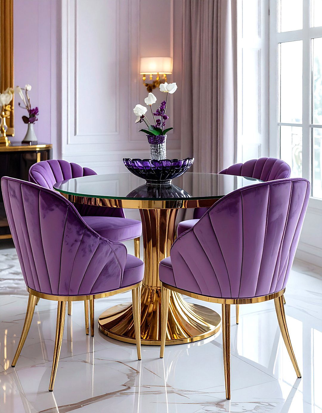 Scalloped Back Velvet Dining Chair - 30 velvet dining chair ideas