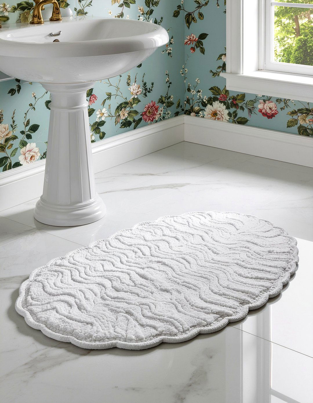Scalloped Bath Mat - 30 bathroom rug ideas