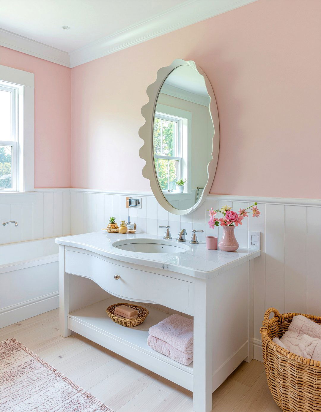 Scalloped Bathroom Trim - 30 bathroom millwork ideas