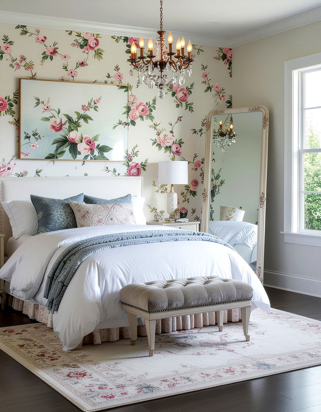 Scalloped Edge Floor Mirror - 30 bedroom leaning mirrors