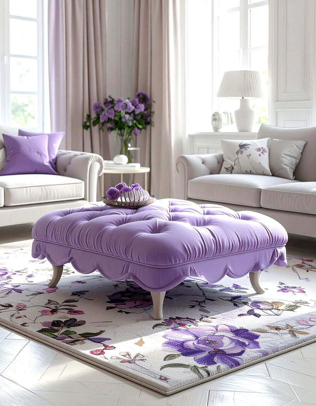 Scalloped Edge Ottoman - 30 living room ottomans