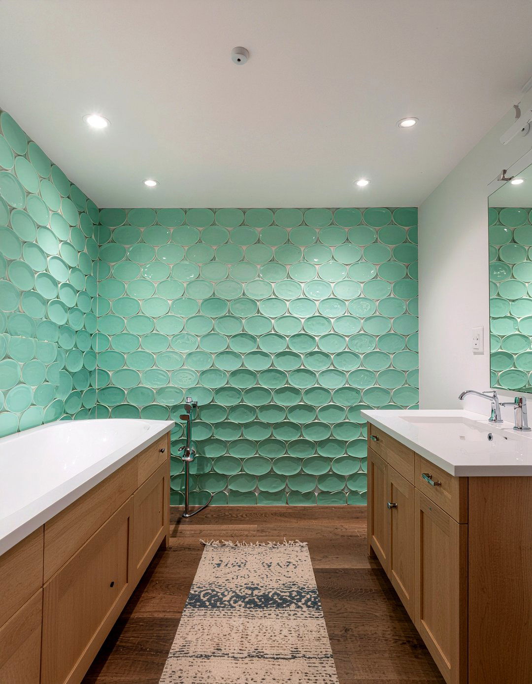 Scalloped Tile - 30 bathroom focal wall ideas