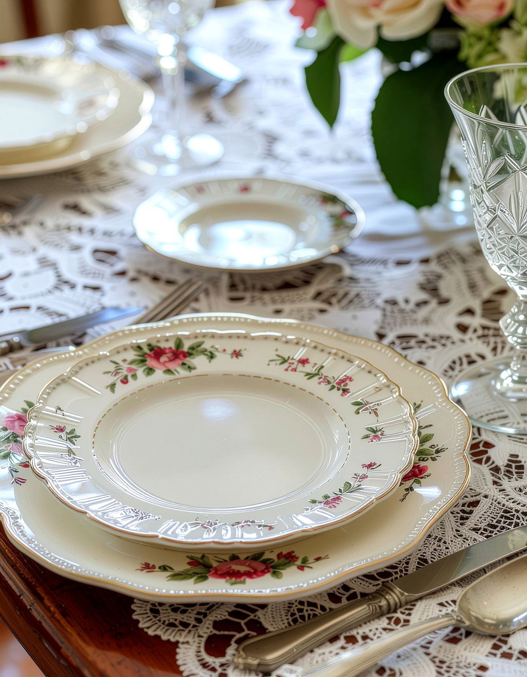 Scalloped edge charger plates - 30 charger plate dining ideas