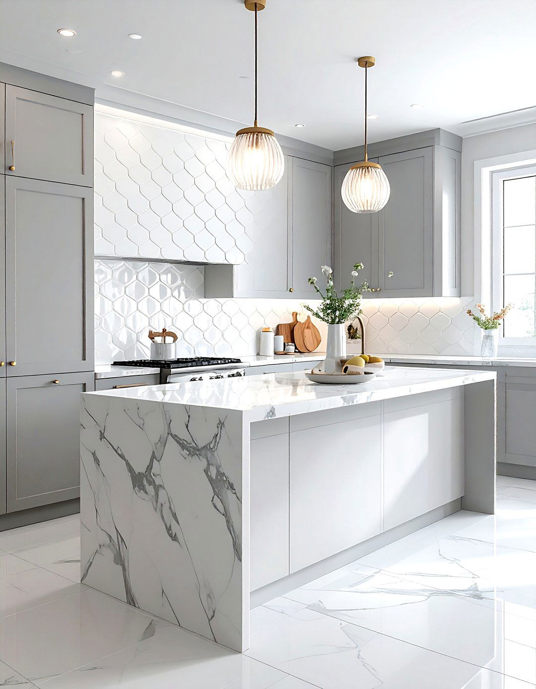 Scalloped marble backsplash kitchen - 30 marble backsplash kitchen ideas