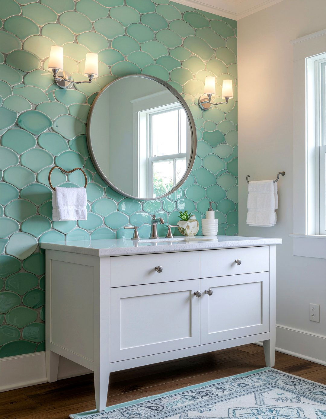 Scalloped tile bathroom wall - 30 bathroom textured wall ideas