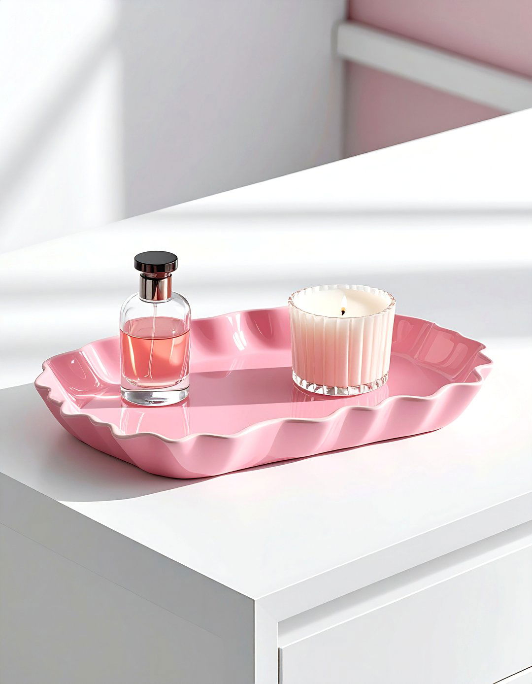 Scalloped vanity tray - 30 vanity tray ideas