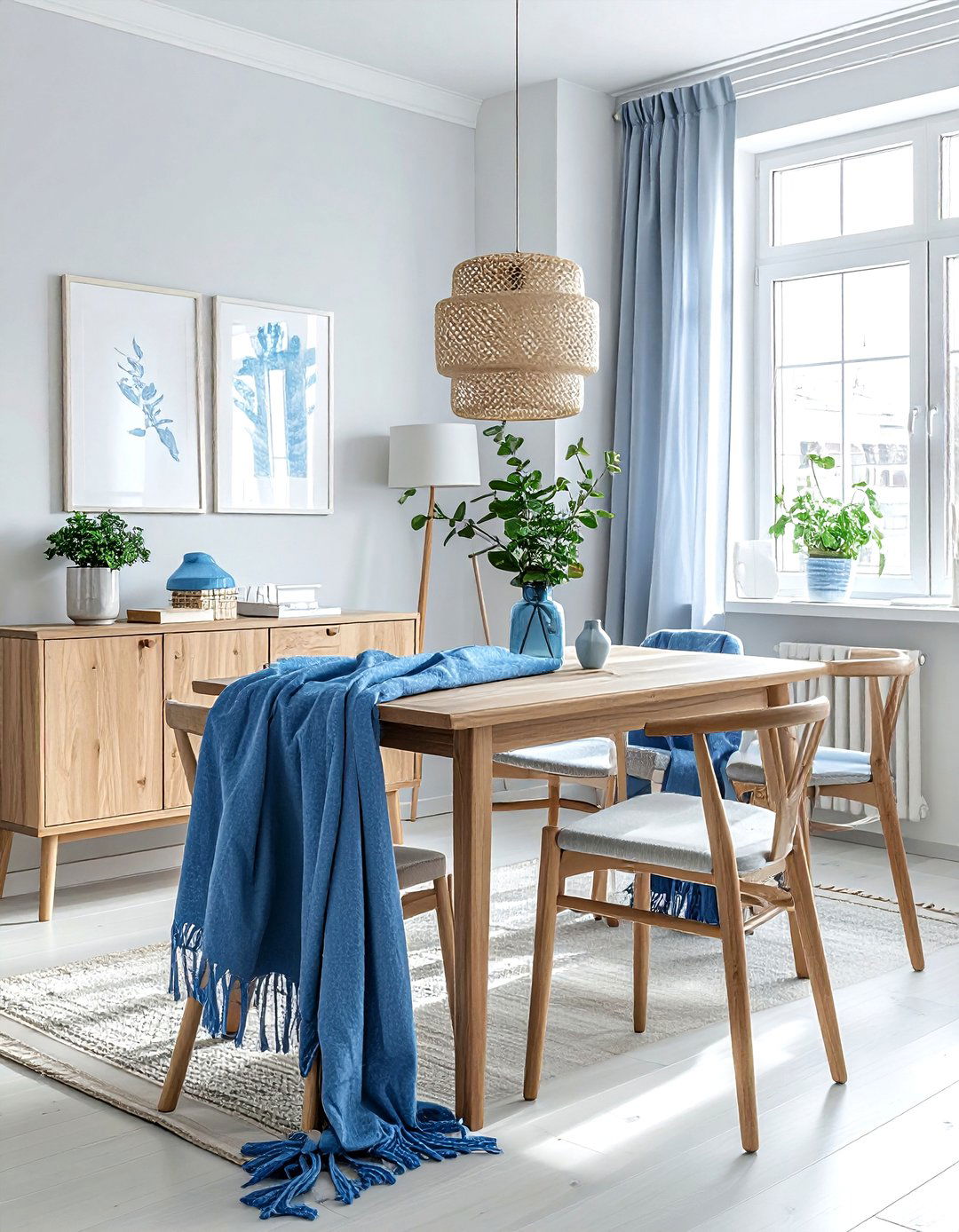 Scandi Blue Dining - 30 blue and white dining room ideas