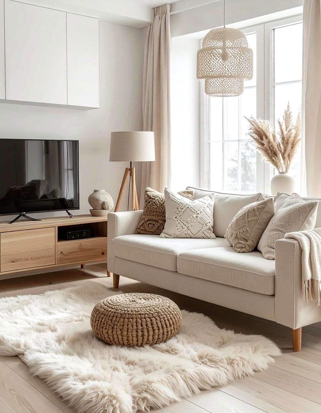 Scandi Boho Cream Living Room - 30 bohemian cream living room ideas