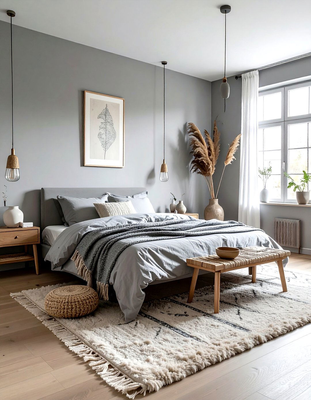 Scandi Boho Gray Bedroom - 30 bohemian gray bedroom ideas