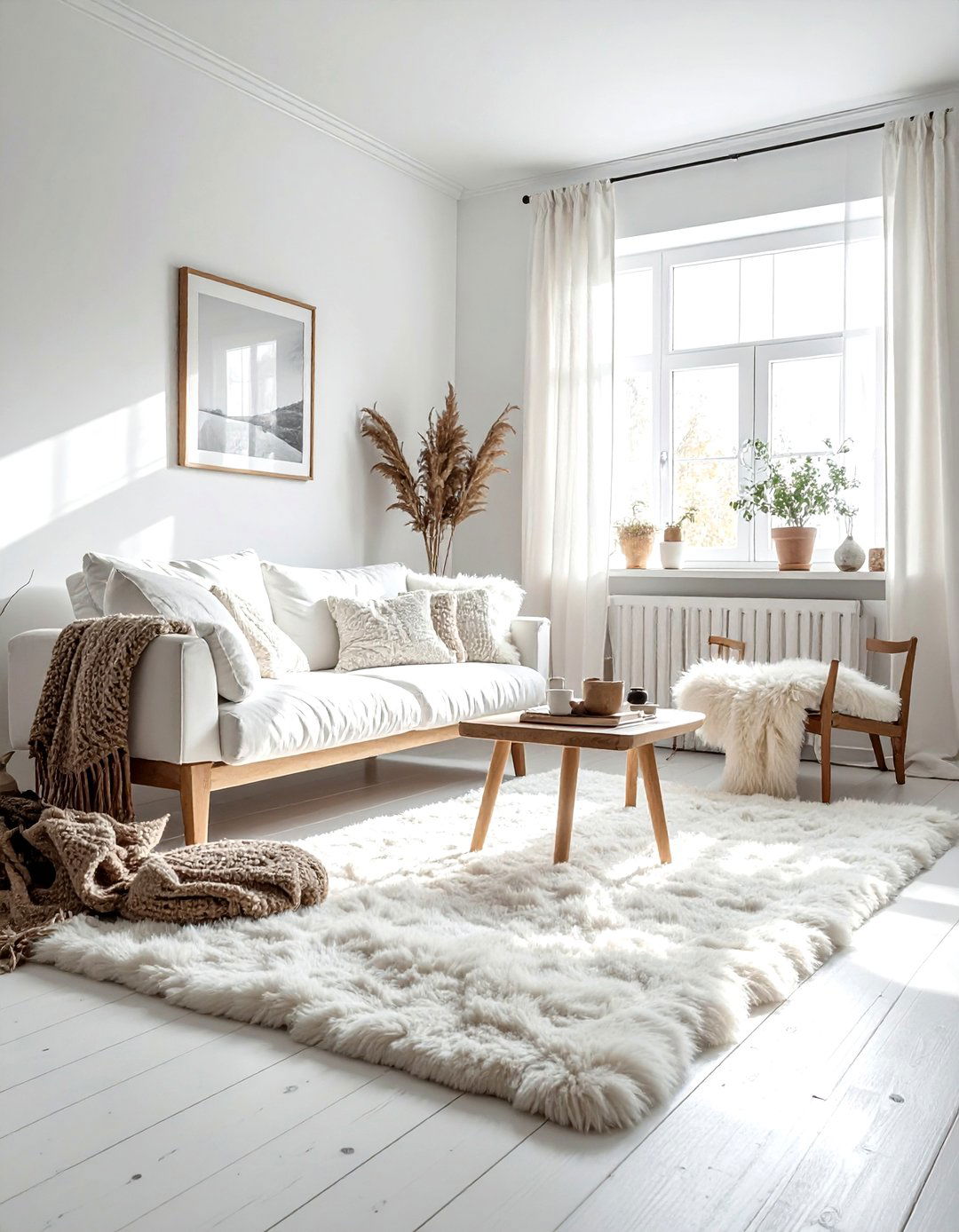 Scandi Boho White Living Room - 30 bohemian white living room ideas