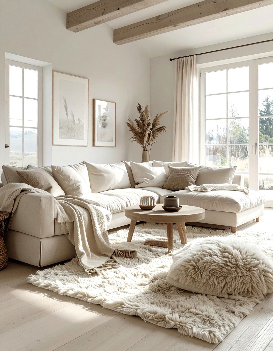 Scandi Farmhouse Living Room - 30 farmhouse beige living room ideas