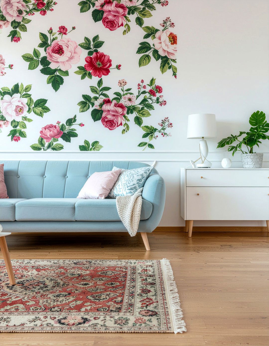 Scandi Floral Wallpaper - 30 living room minimalist wallpapers