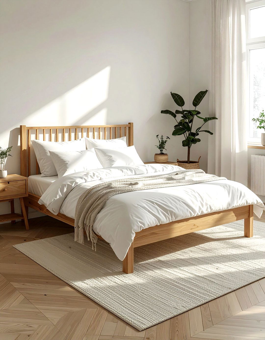 Scandi Light Wood Bed - 30 natural wood decor ideas