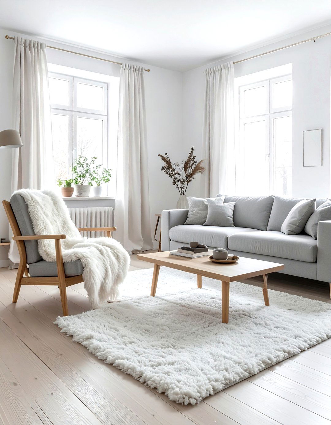 Scandi Living Room Sheepskin - 30 sheepskin living room ideas