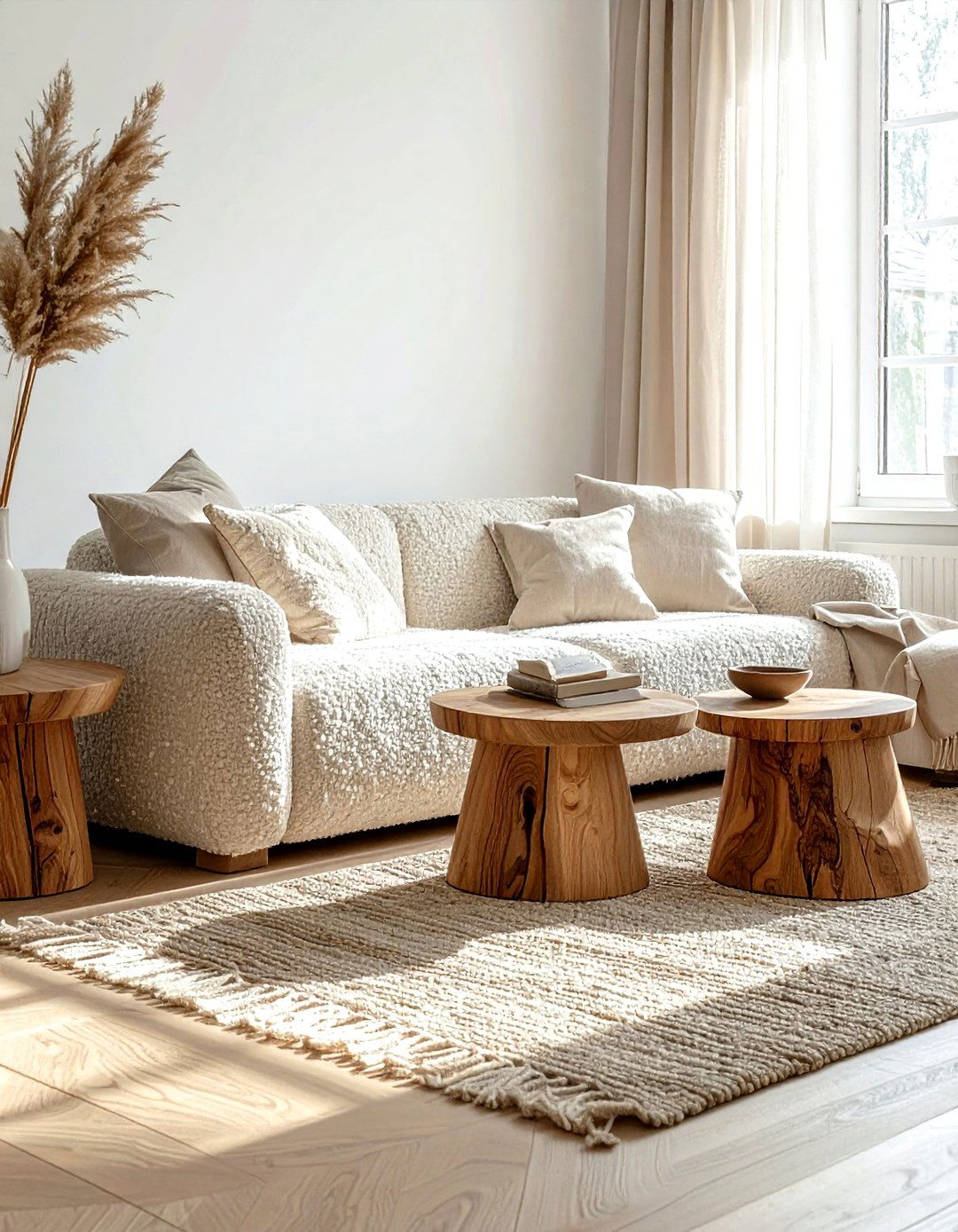 Scandi Living Room With Boucle Sofa - 30 scandinavian beige living room ideas